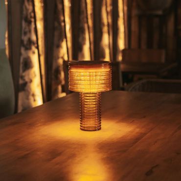 New Garden Amber - oplaadbare tafellamp op zonne-energie - Ø 16 x 25 cm - 3,6W LED incl. - 3 stappen dimmer - IP44 - amber