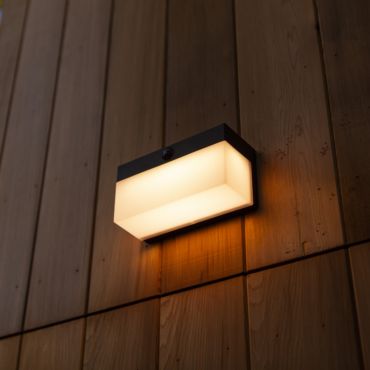 Lutec Fran - buiten wandverlichting op zonne-energie met bewegingsmelder - slimme verlichting - Lutec Connect - 18 x 7,9 x 9,1 cm - 9,7W LED incl. - IP44 - zwart