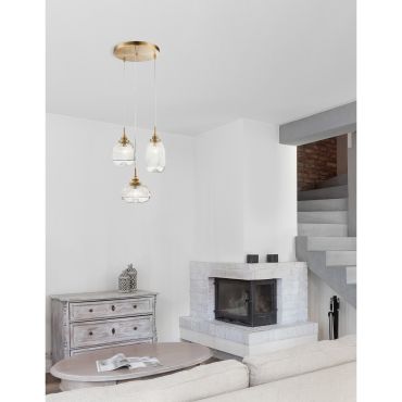 Nova Luce Mond - hanglamp - Ø 49 x 120 cm - satijn goud en transparant