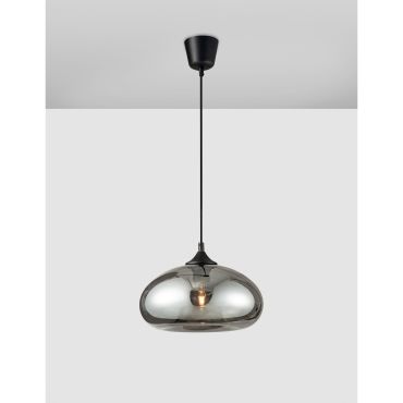 Nova Luce Savaz - hanglamp - Ø 28 x 120 cm - zwart en chroom