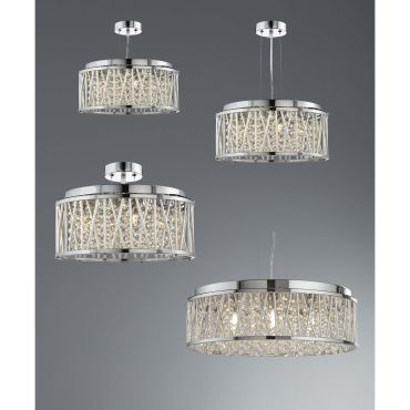 Searchlight Elise - hanglamp - Ø 30 x 134 cm - chroom