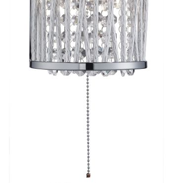 Searchlight Elise - wandverlichting met trekschakelaar - 15 x 17 cm - chroom