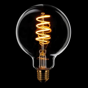 ETH Globe Spiral LED Filament - Ø 9,5 cm - E27 - 3 stappen dimbaar - 7W - 1800K  - transparant