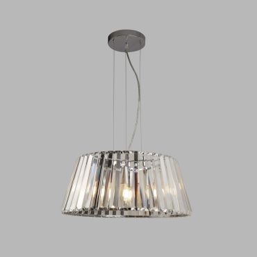 Searchlight Tiara - hanglamp - Ø 47 x 150 cm - chroom en transparant