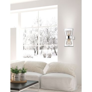 Nova Luce Boccale - wandverlichting - 12,6 x 12 x 18 cm - 2 x 33W halogeen incl. - chroom en transparant