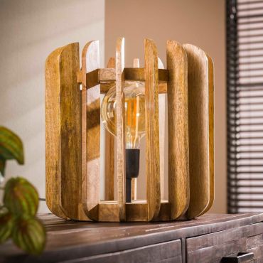 SHOWROOMMODEL - Vico Stripes - tafellamp - 35 x 35 x 35 cm - mango hout
