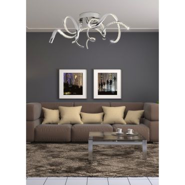Searchlight Twirls - plafondverlichting - Ø 75 x 25 cm - 38W LED incl. - chroom