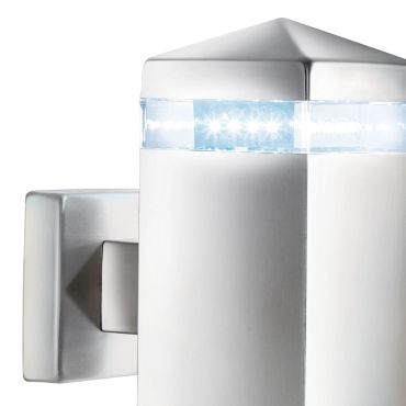 Searchlight India - buiten wandverlichting - 8 x 18 cm - 2W LED incl. - IP44 - satijn zilver