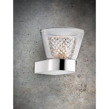 Nova Luce Boccale - wandverlichting - 12,6 x 12 x 10,3 cm - 33W halogeen incl. - chroom en transparant