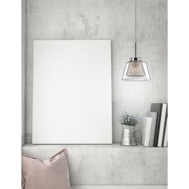 Nova Luce Boccale - hanglamp - Ø 12 x 120 cm - chroom en transparant