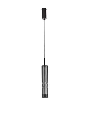 Nova Luce Bento - hanglamp - Ø 8 x 180 cm - 12W LED incl. - mat zwart en licht rokerig grijs