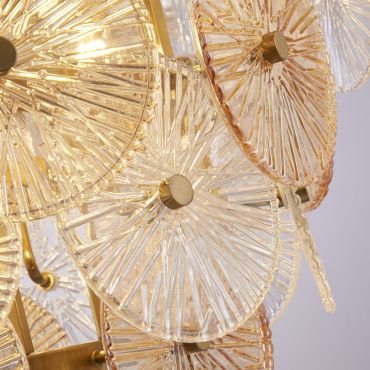 Searchlight Wagon - hanglamp - Ø 64 x 150 cm - goud, transparant en amber