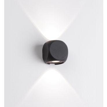 Nova Luce Zari - buiten wandverlichting - 5,5 x 6,5 x 6,5 cm - 2 x 2W LED incl. - IP54 - zwart