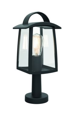 Lutec Kelsey - sokkelverlichting  17 x 15 x 40 cm - IP44 - transparant glas - zwart
