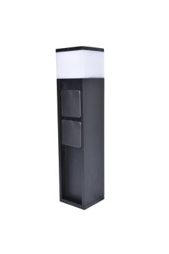 Lutec Mains - tuinpaal met stopcontacten - slimme verlichting - 8 x 8 x 36,7 cm - 11W LED incl. - IP44 - zwart - 2 zijdelingse stopcontacten (Nederlandse versie)
