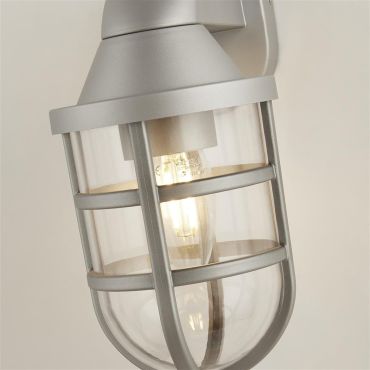 Searchlight Seaside - buiten wandlamp - 11 x 21 cm - IP44 - zilver