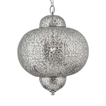 Searchlight Fretwork - hanglamp - Ø 29 x 88 cm - glanzend nikkel
