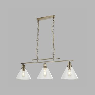 Searchlight Pyramid - hanglamp - 95 x 23 x 87 cm - antiek messing
