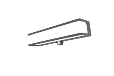 Lutec Doblo - buiten wandverlichting op zonne-energie met bewegingsmelder - 9,1 x 35 x 9 cm - 16,5W LED incl. - IP44 - donkergrijs