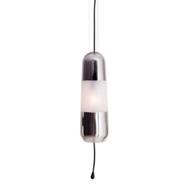 Maxlight Mauri - hanglamp - Ø 12,5 x 180 cm - zwart en gerookt glas