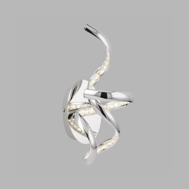 Searchlight Twirls - wandverlichting - 17 x 38 cm - 12W LED inc. - chroom