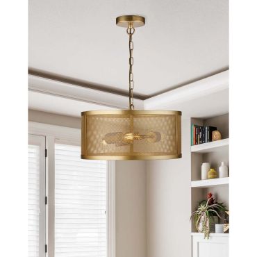 Searchlight Fishnet - hanglamp - Ø 45 x 150 cm - mat goud