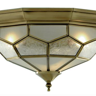 Searchlight Flush - plafondverlichting - Ø 29 x 18 cm - antiek messing