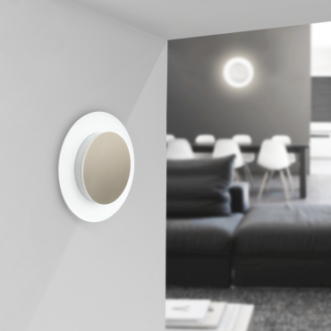 Century Italia Push &amp; Go - wand- en plafondlamp - Ø 18 x 3,7 cm - 10W LED incl. - IP65 - wit met goud