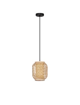 Nova Luce Asma - hanglamp - Ø 20 x 150 cm - rotan en zandzwart