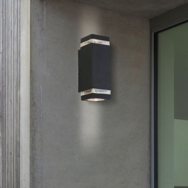 Searchlight Austin - buiten wandlamp - 8 x 24 cm - IP44 - zwart