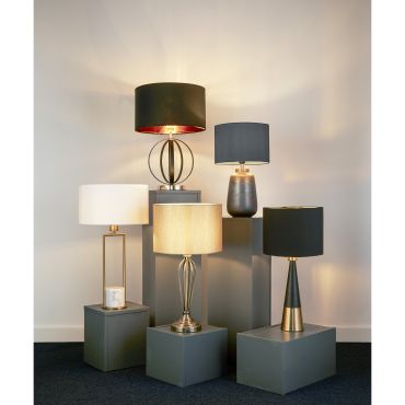 SHOWROOMMODEL - Searchlight - tafellamp - Ø 35 x 62 cm - wit en goud