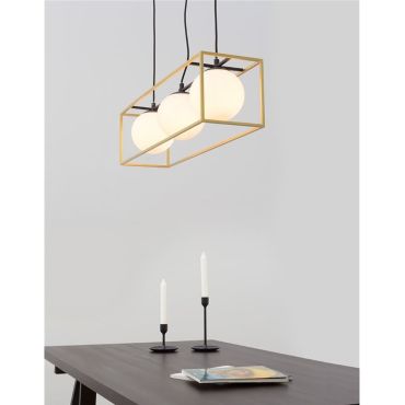 Nova Luce Juliet - hanglamp - 70 x 18 x 120 cm - messing en wit