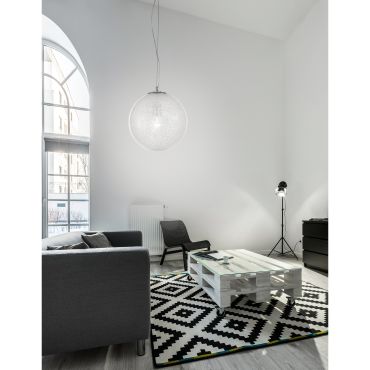 Nova Luce Frozen - hanglamp - Ø 20 x 120 cm - transparant en chroom