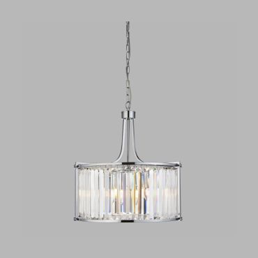 Searchlight Victoria - hanglamp - Ø 50 x 150 cm - chroom en transparant