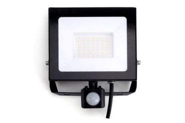 Integral LED Compact Slim - verstraler met sensor - 19,8 x 16,7 x 7,9 cm - 50W LED incl. - IP65 - zwart - warm wit (3000K)