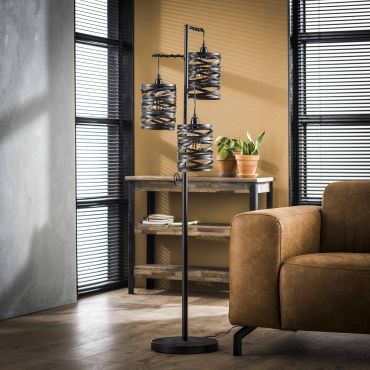 Vico Spindle - staanlamp - 37 x 29 x 150 cm - leisteengrijs
