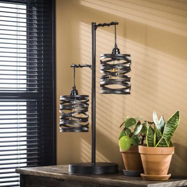 Vico Spindle - tafellamp - 37 x 23 x 70 cm - leisteengrijs