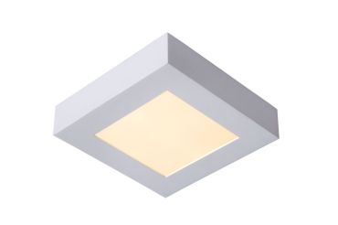 Lucide Brice-Led - plafondverlichting - 16,8 x 16,8 x 3,9 cm - 15W dimbare LED incl. - IP44 - wit