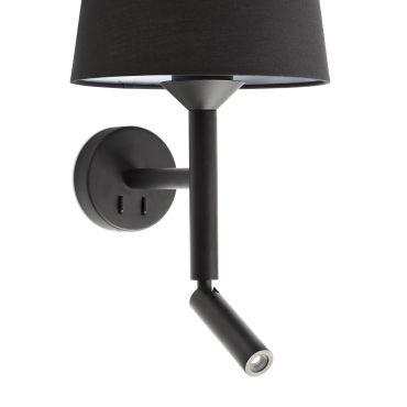 Faro Savoy - wandverlichting met schakelaar - 23 x 26,5 x 49,9 cm - 3W LED incl. - mat zwart