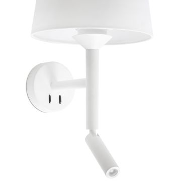 Faro Savoy - wandverlichting met schakelaar - 23 x 26,5 x 49,9 cm - 3W LED incl. - mat wit