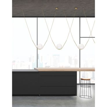 Nova Luce Vitton - hanglamp - 150 x 20 x 120 cm - messing en wit