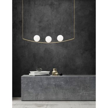 Nova Luce Vitton - hanglamp - 180 x 15 x 120 cm - messing en wit