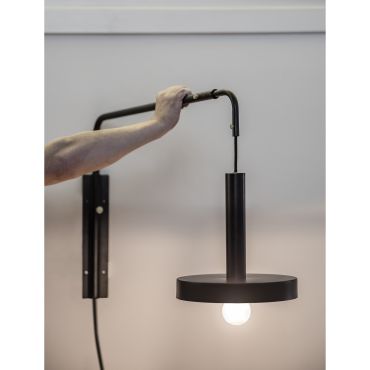 Faro Whizz - wandverlichting - 120 x 25 x 50 cm - zwart en satijn goud