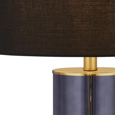 Searchlight Liberty - tafellamp - Ø 38 x 53 cm - blauw, messing en zwart