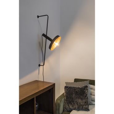 Faro Whizz - wandverlichting - 25 x 43 x 84 cm - zwart en satijn goud
