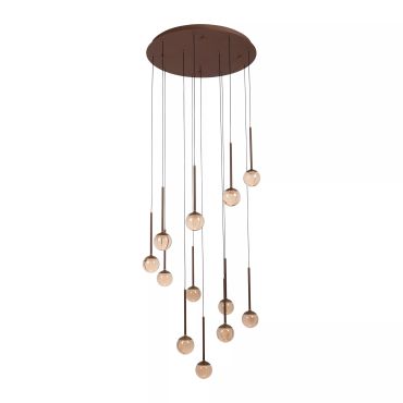 Lucide Calina - hanglamp - 69,9 x 209,3 cm - 12 x 7W dimbare LED incl. - instelbare lichtkleur - koffie