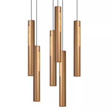 Lucide Griffith - hanglamp - Ø 38 x 236,5 cm - 6 x 7,6W dimbare LED incl. - brons