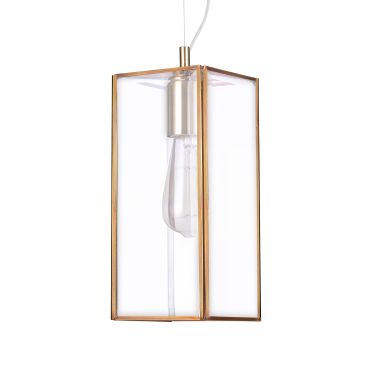 Nova Luce Flavio - hanglamp - 32 x 13 x 130 cm - transparant en antiek messing