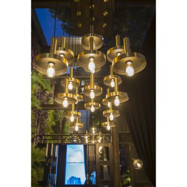 Faro Whizz - hanglamp - Ø 25 x 26 cm - satijn goud en zwart