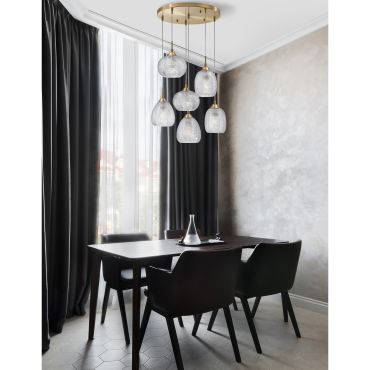 Nova Luce Vario - hanglamp - Ø 50 x 120 cm - satijn goud en transparant